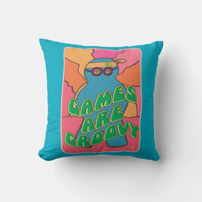 Cojín Decorativo Diseño de juego de tablero Guay Retro Groovy Gamer (Anverso)