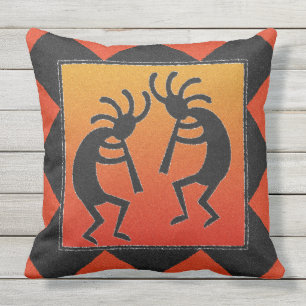 Cojín Decorativo Diseño de Kokopelli de danza del suroeste de doble