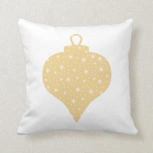 Cojín Decorativo Diseño de la chuchería del navidad del color oro