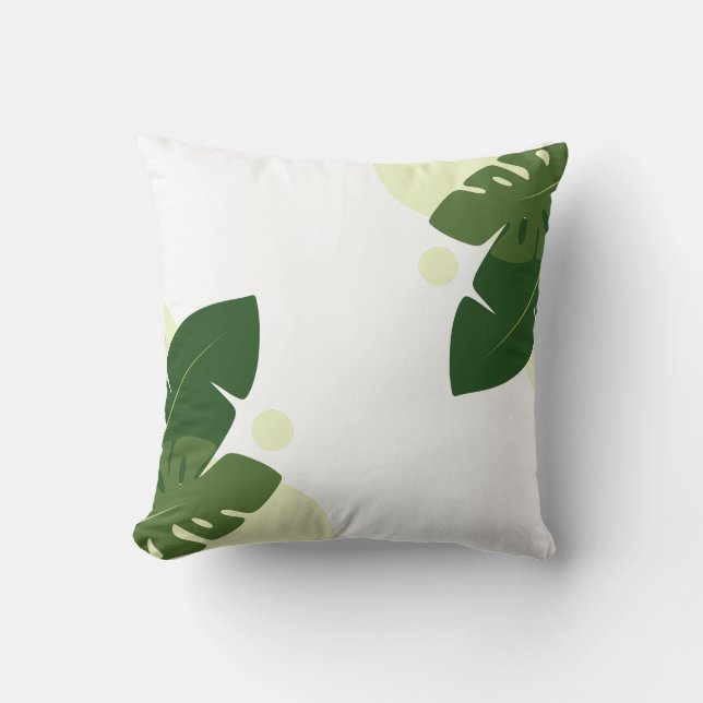 Cojín Decorativo Diseño de la naturaleza de las hojas verdes tropic (Anverso)