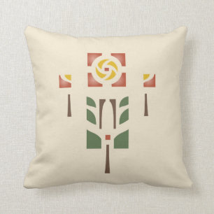 Cojín Decorativo "Diseño de la plantilla del rosa de té"