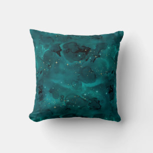 Cojín Decorativo Diseño de la serie Galaxia Verde azulada 2