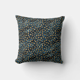 Cojín Decorativo Diseño de la serie Leopardo Azul y Oro 1