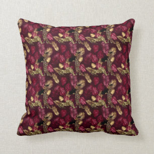 Cojín Decorativo Diseño de la serie Leopardo Burgundy y Gold 12