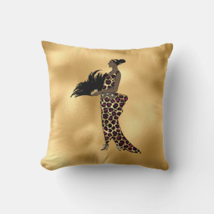 Cojín Decorativo Diseño de la serie Leopardo Burgundy y Gold 17