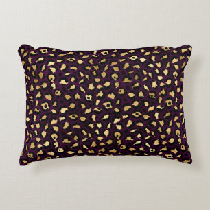 Cojín Decorativo Diseño de la serie Leopardo púrpura y dorado 2