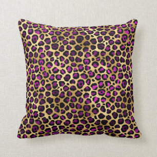 Cojín Decorativo Diseño de la serie Leopardo púrpura y dorado 4