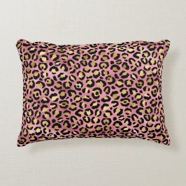 Cojín Decorativo Diseño de la serie Leopardo rosa y dorado 15