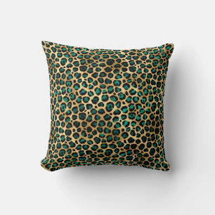 Cojín Decorativo Diseño de la serie Leopardo Teal y Gold 14