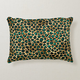 Cojín Decorativo Diseño de la serie Leopardo Teal y Gold 14