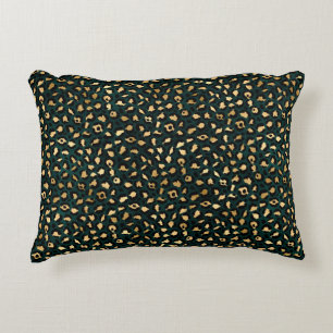 Cojín Decorativo Diseño de la serie Leopardo verde azulado y dorado