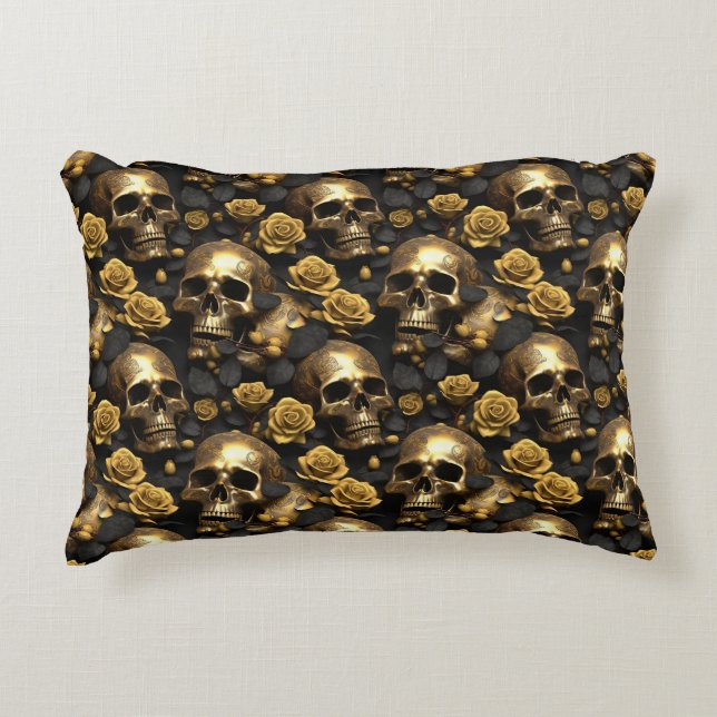 Cojín Decorativo Diseño de la serie Skull y Rosas 8 (Anverso)