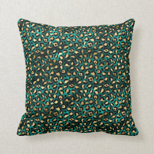 Cojín Decorativo Diseño de la serie Verde azulada y Gold Leopard 3