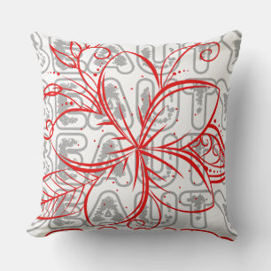 Cojín Decorativo Diseño de la tipografía de la línea de flores de b