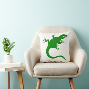 Cojín Decorativo Diseño de lagarto verde personalizado