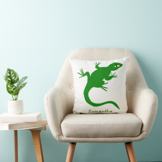 Cojín Decorativo Diseño de lagarto verde personalizado