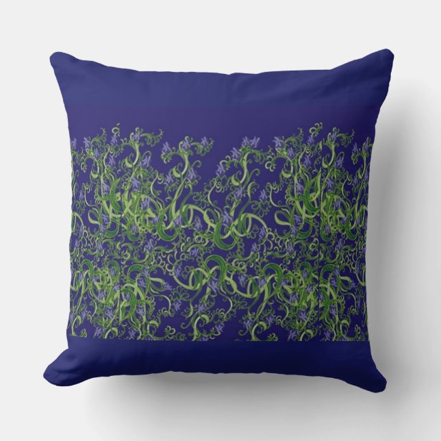 Cojín Decorativo Diseño de langosta de algas azules (Anverso)