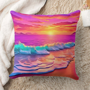 Cojín Decorativo Diseño de las olas de la playa de Sunset
