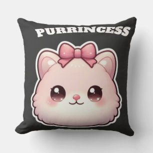 Cojín Decorativo Diseño de lazo rosa lindo de gatito Princesa Cute