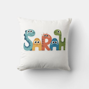 Cojín Decorativo Diseño de Letras Dino Cute Nombre de Dinosaurio Sa