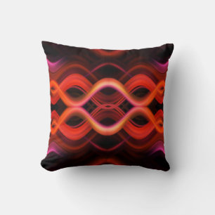 Cojín Decorativo Diseño de líneas onduladas geométricas rojas.