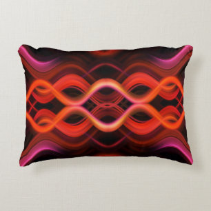 Cojín Decorativo Diseño de líneas onduladas geométricas rojas.