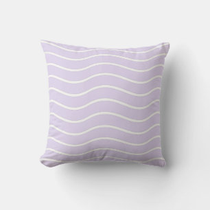 Cojín Decorativo Diseño de Líneas Onduladas Morado Lila y Blanco