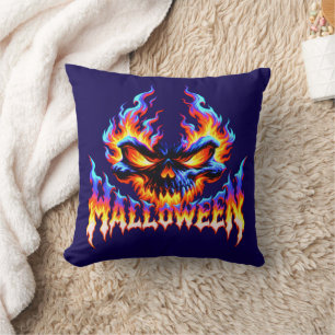 Cojín Decorativo Diseño de llama de calavera ardiente de Halloween
