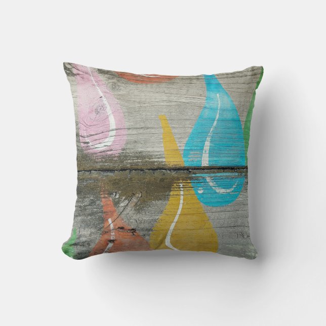 Cojín Decorativo Diseño De Lluvia En Madera Rústica (Anverso)