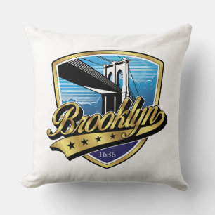Cojín Decorativo Diseño de logo elegante de Brooklyn con Swoosh dor