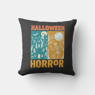 Cojín Decorativo Diseño de luna de casa embrujada de Halloween_1