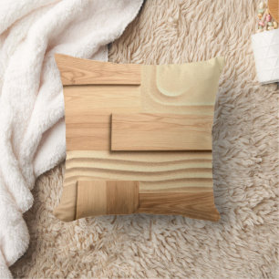 Cojín Decorativo Diseño de madera geométrica sobre arena