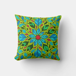 Cojín Decorativo Diseño de Mandala de Hojas