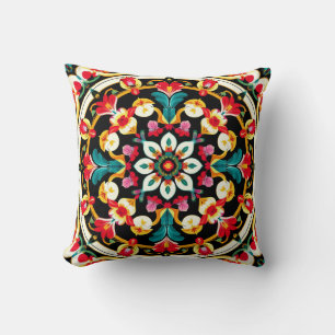 Cojín Decorativo Diseño de Mandala Ornamentado Vibrante