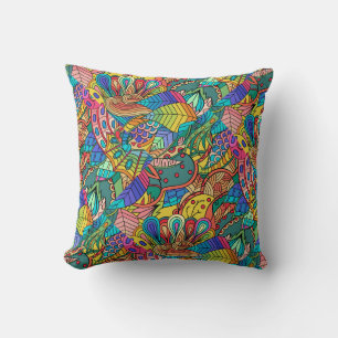 Cojín Decorativo Diseño de mandala, retro multicolor de los 60