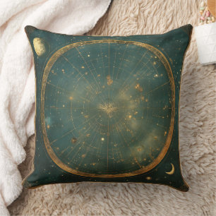 Cojín Decorativo Diseño de mapas celestes lunares vintage (2)