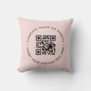 Cojín Decorativo Diseño de marca empresarial QR femenino rosa