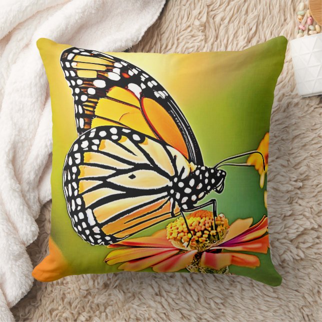 Cojín Decorativo Diseño de mariposa monarca (Manta)