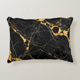 Cojín Decorativo Diseño de mármol negro oro de lujo Nero Portoro