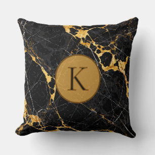 Cojín Decorativo Diseño de mármol negro oro de lujo Nero Portoro