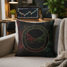 Cojín Decorativo Diseño de Mentalidad de Trader Verde Toro Oso Rojo