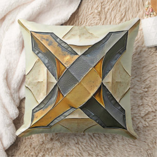 Cojín Decorativo Diseño de metal dorado abstracto