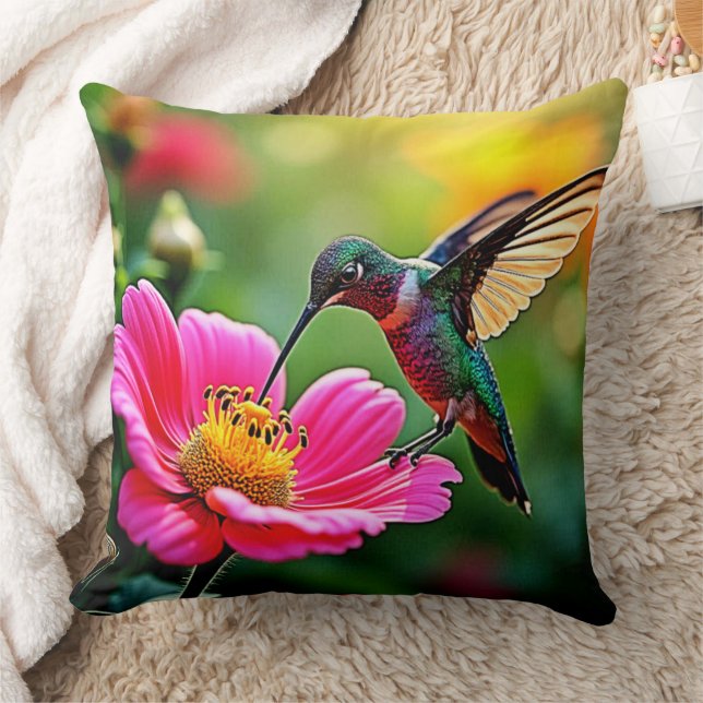 Cojín Decorativo Diseño de Momentos de Colibrí Mágico (Manta)