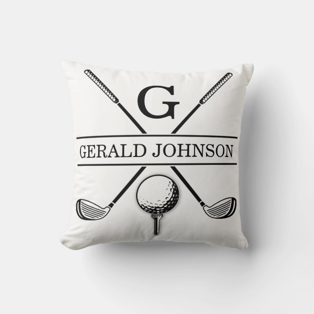Cojín Decorativo Diseño de monograma de golf (Anverso)