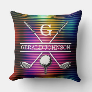 Cojín Decorativo Diseño de monograma de golf de color metálico pers