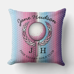 Cojín Decorativo Diseño de monograma de golf elegante para damas