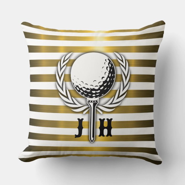 Cojín Decorativo Diseño de monograma de golf elegante para personal (Anverso)