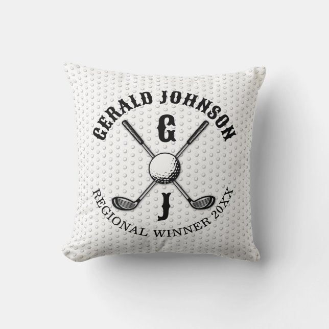 Cojín Decorativo Diseño de monograma de golf Personalizado elegante (Anverso)