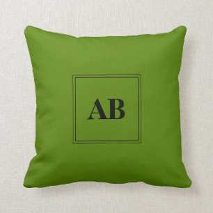 Cojín Decorativo diseño de monograma verde aguacate