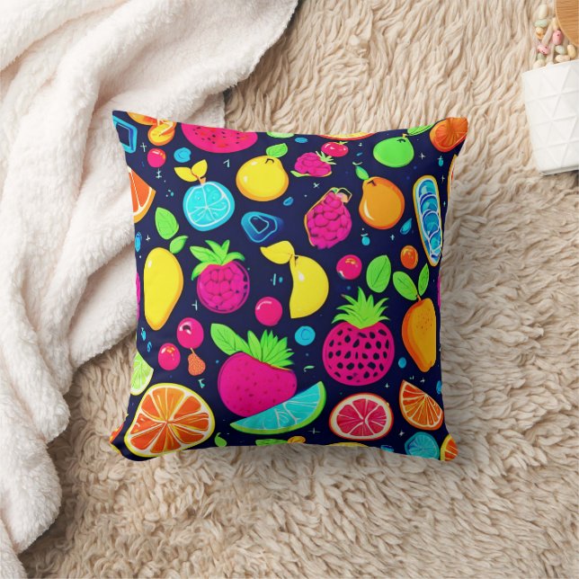 Cojín Decorativo Diseño de mosaico de frutas brillante (Manta)